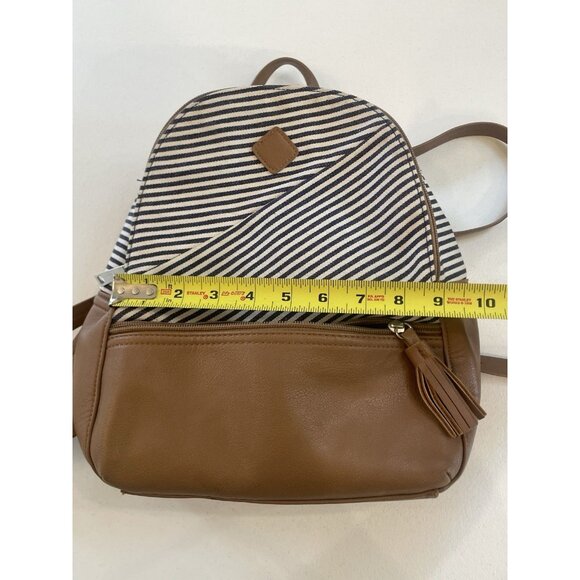 Y2K Mini Backpack Purse‎ Bag Nautical Stripes Tassle Beach Coastal Vacation - Picture 3 of 10